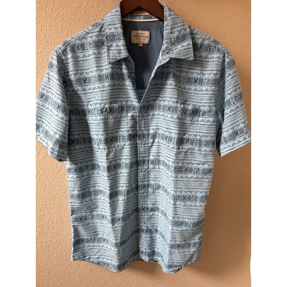 Quiksilver Waterman Collection Hawaiian Button Up Shirt Size Small Youth